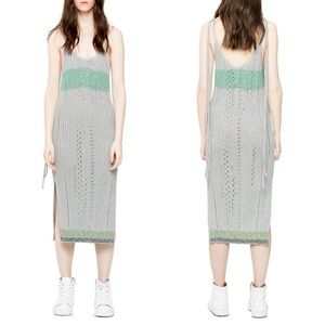 Zadig & Voltaire Jessy Silver Metallic Knit Midi Dress Sz S